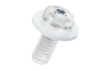 ポリカーボネート(樹脂製)(+)ナベ頭 セムス小ねじ(PTFE座金付/白色不透明)(PC-0000-T)(透明)